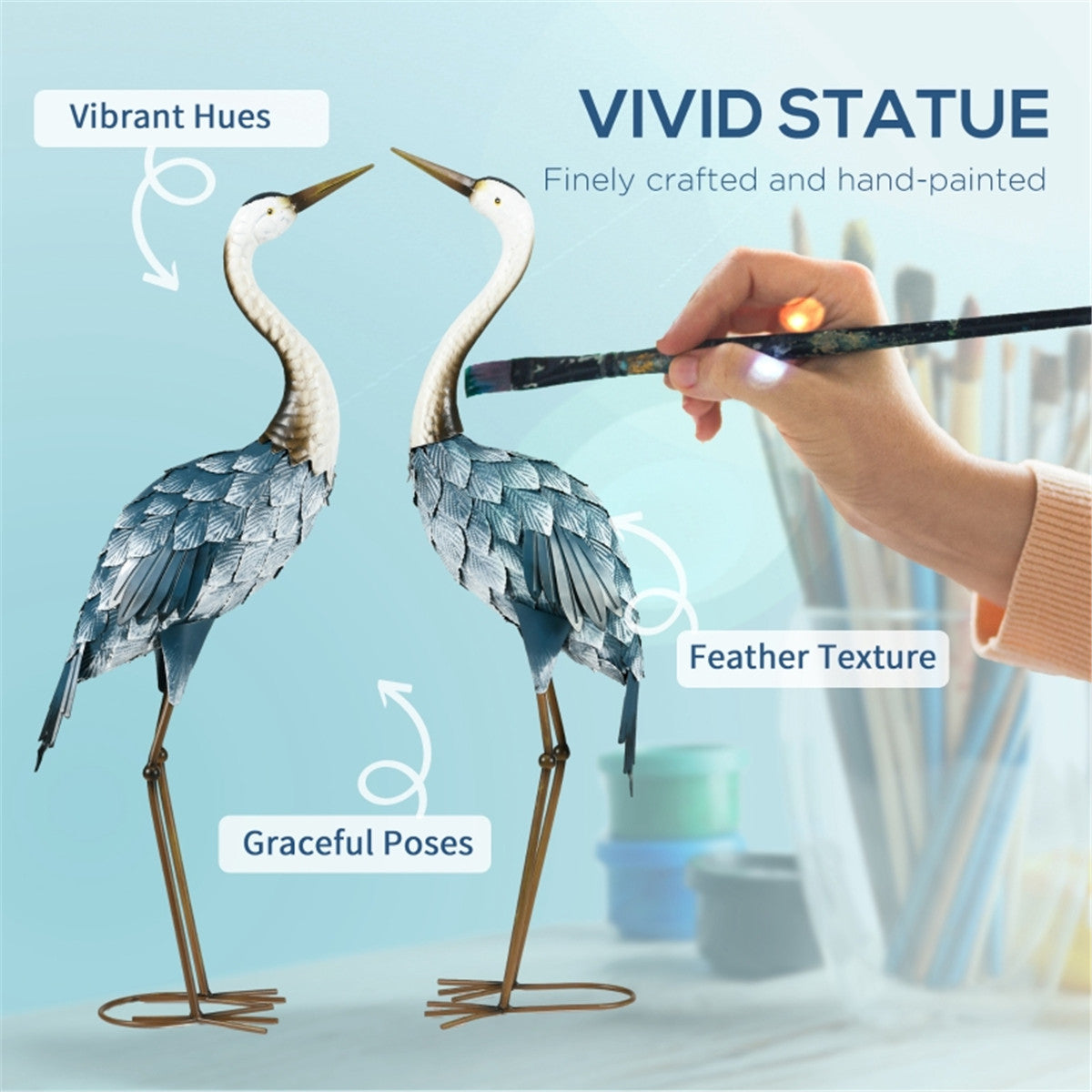 Two steel crane garden statues - image 5