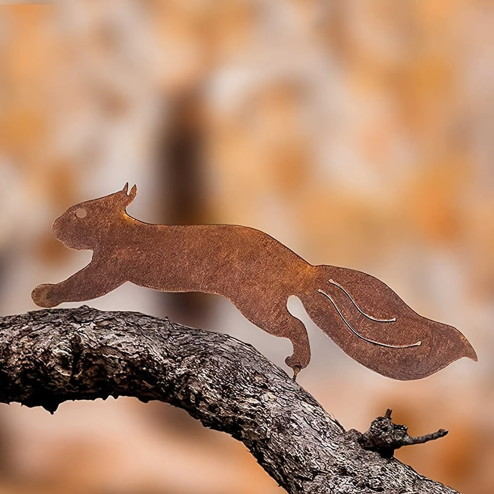 Iron squirrel branch insert garden decor - image 5