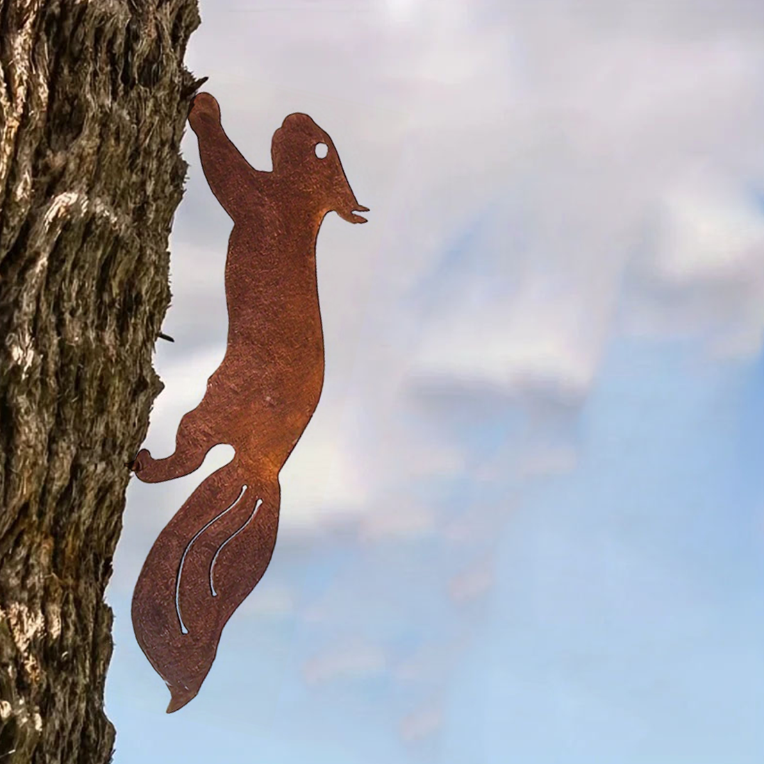 Iron squirrel branch insert garden decor - image 3