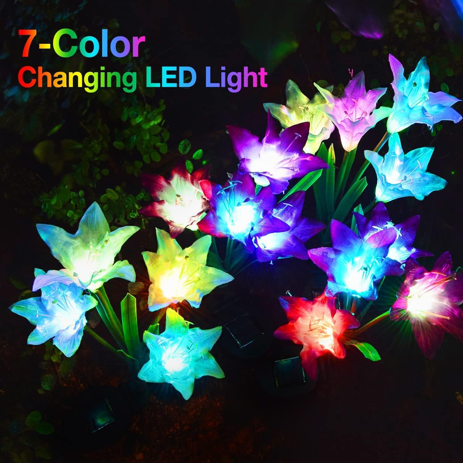 🔥Last Day 50% OFF🔥 4-Pack Color-Changing Solar Lily Lights – IP65 Waterproof