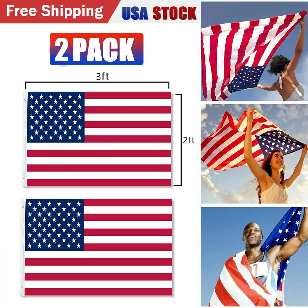 🇺🇸 Last Day 50% OFF — 2-Pack American Flags (2 × 3 ft) – Brass Grommets