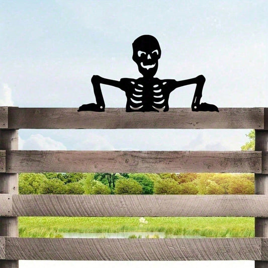 Metal skeleton fence topper for Halloween decor - image 1