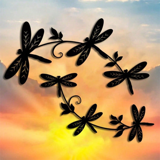 Iron dragonfly and vine wall art - image 1