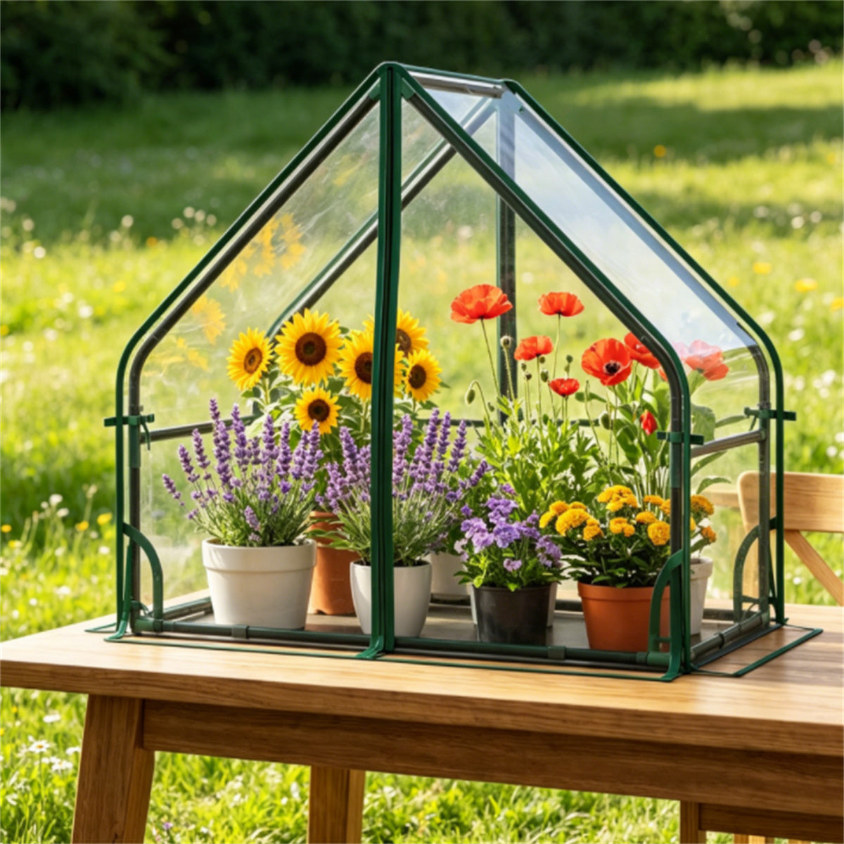 Portable Mini Greenhouse – 36 × 20 × 34 in, Clear PVC Cover