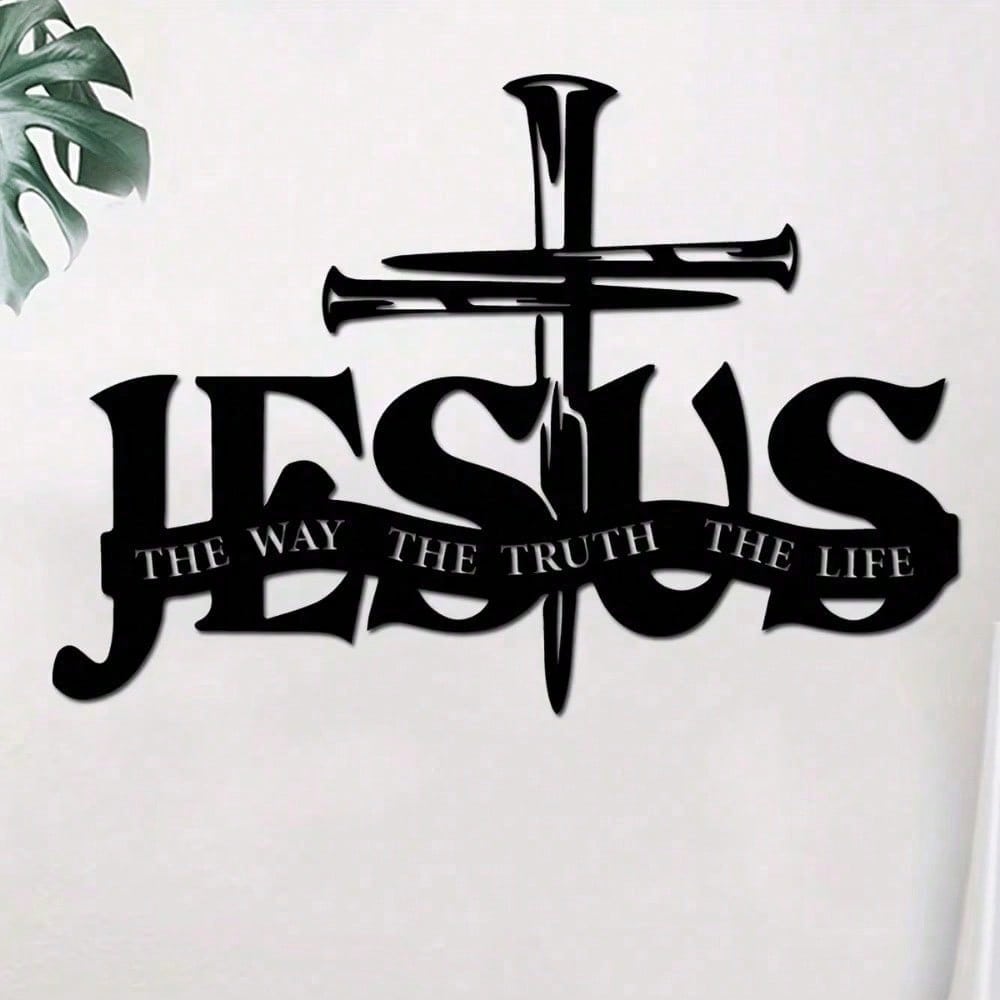 Limited-Time 50% OFF — CIFbuy Iron Jesus Cross Wall Art – “The Way, The Truth, The Life”