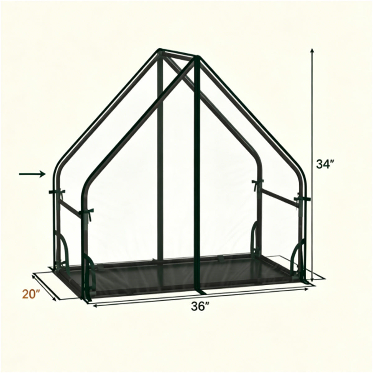 Portable Mini Greenhouse – 36 × 20 × 34 in, Clear PVC Cover