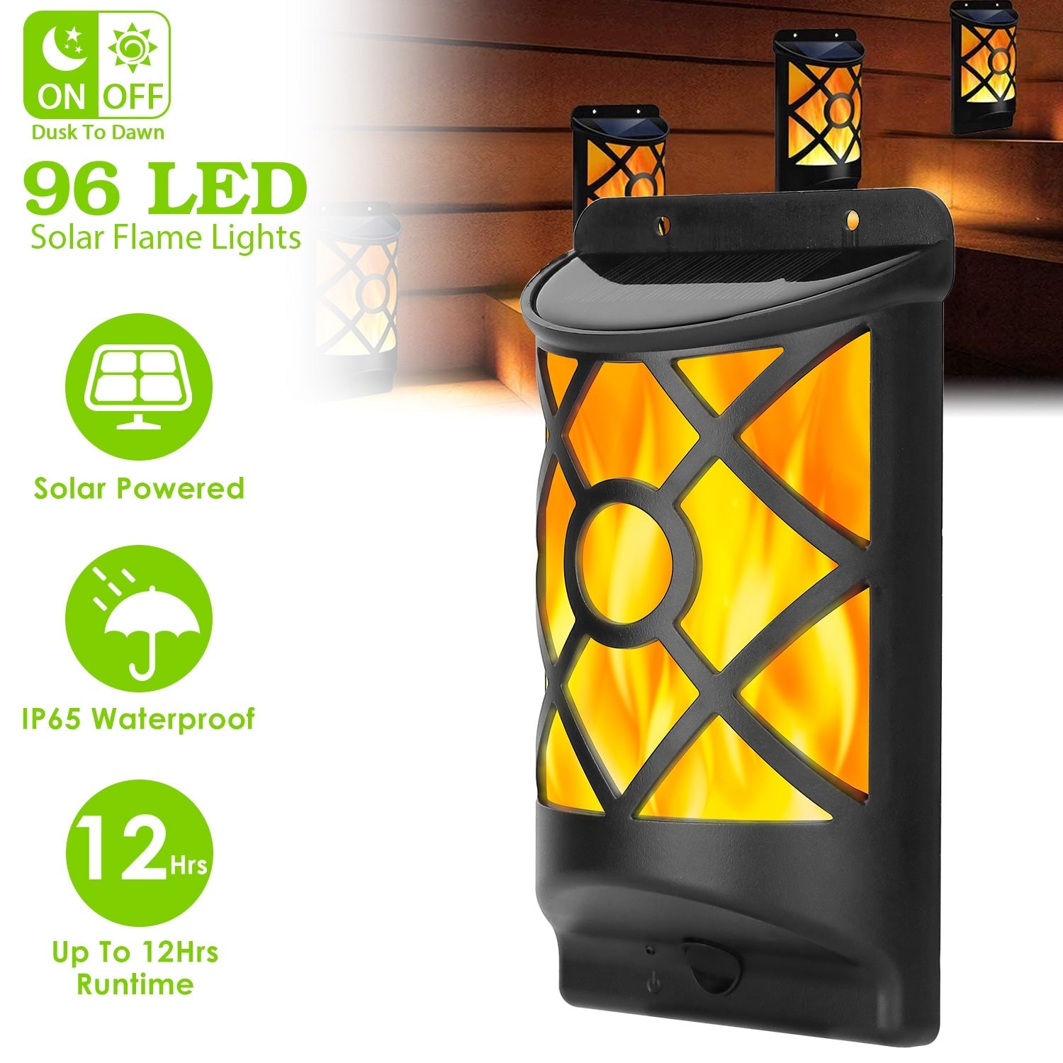 🔥 50% OFF Today — 96-LED Dancing Flame Solar Stake Lights – IP65 Waterproof