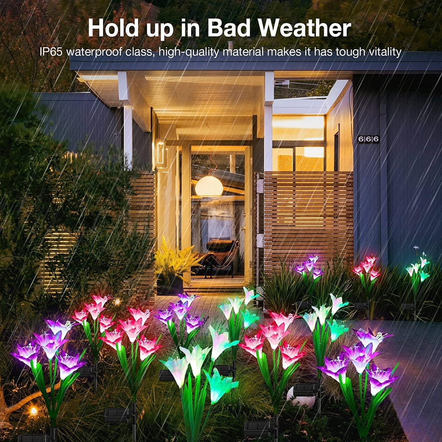 Four-pack color-changing solar lily lights - image 5