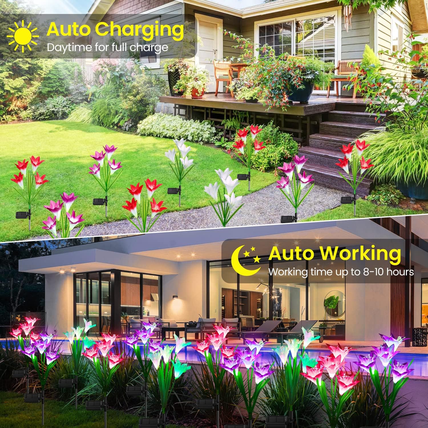 Four-pack color-changing solar lily lights - image 6