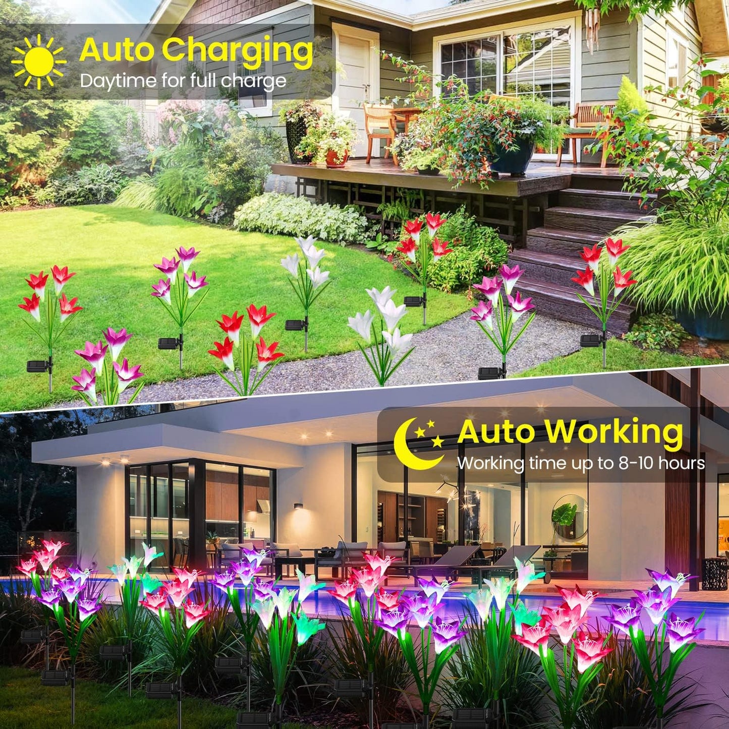 Four-pack color-changing solar lily lights - image 6