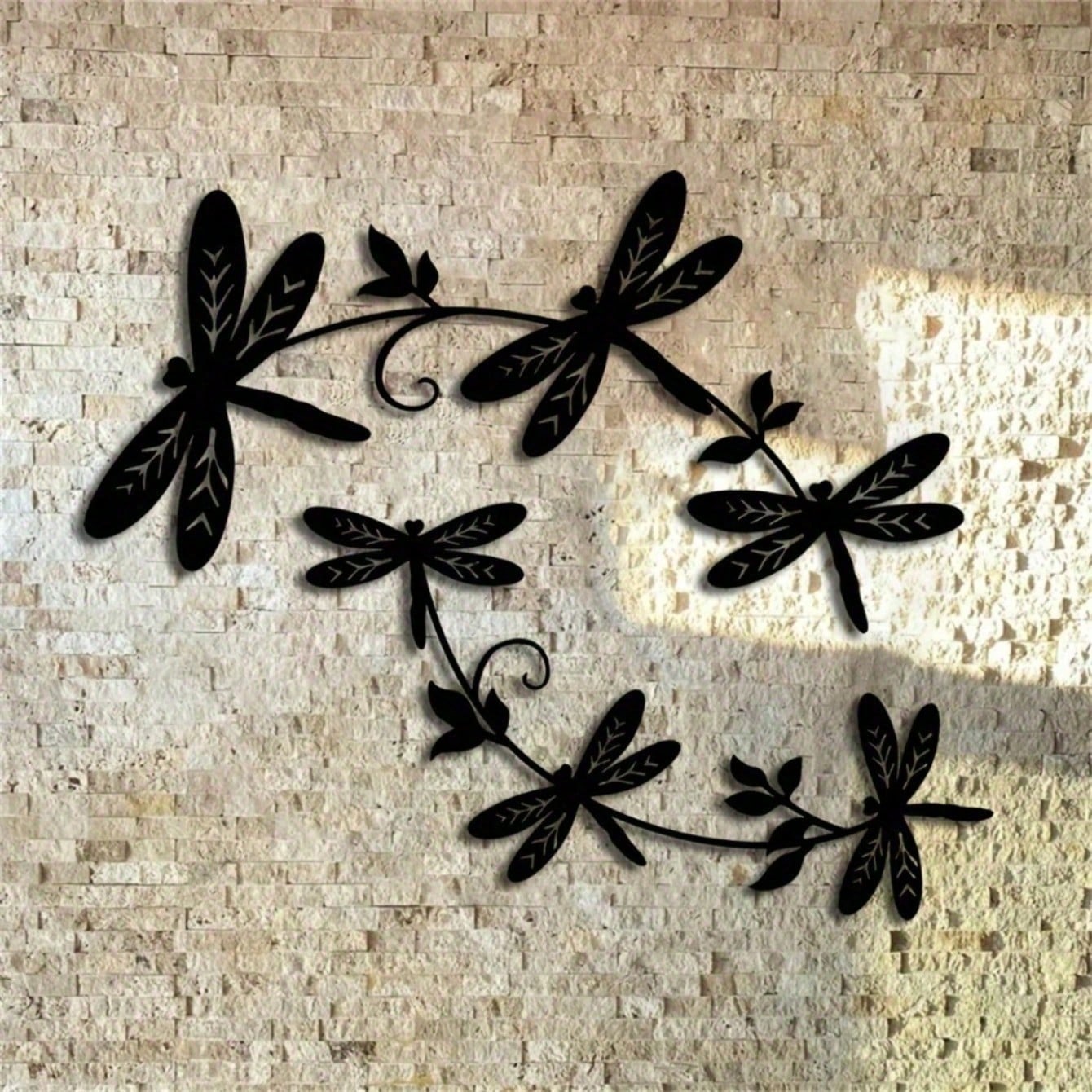 Iron dragonfly and vine wall art - image 2