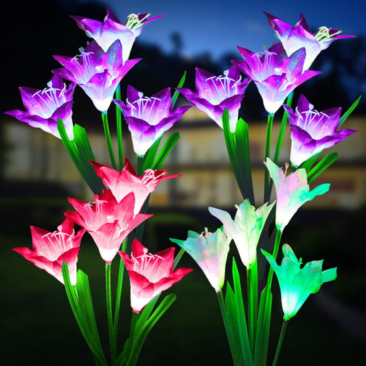 Four-pack color-changing solar lily lights - image 1