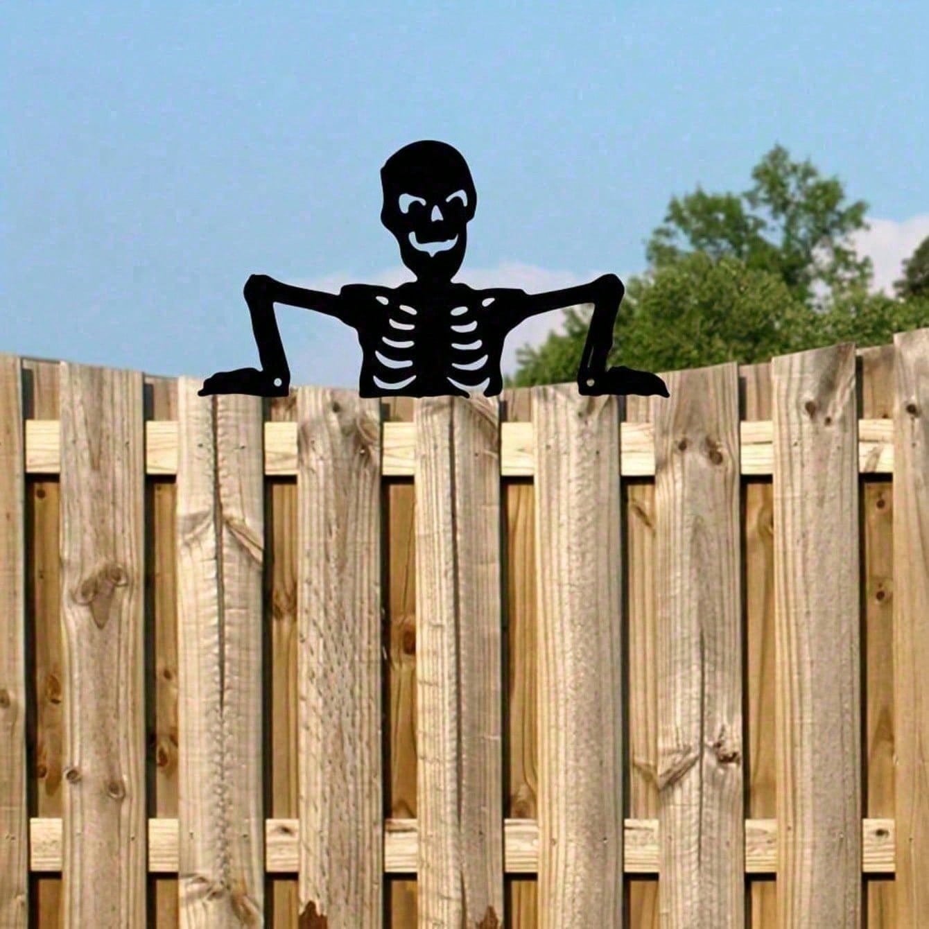 Metal skeleton fence topper for Halloween decor - image 3